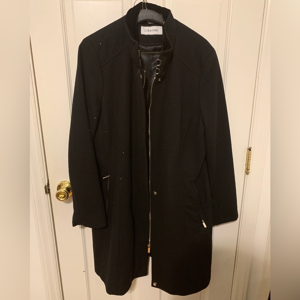 Black Calvin Klein wool coat